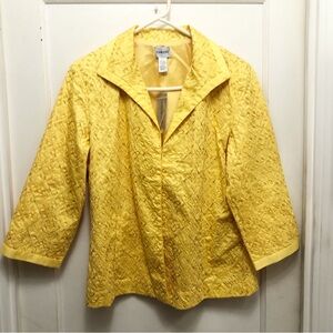 NWT Chico’s Tribal Stitch Rosalie 3/4 Jacket Color Starlet Yellow Size 2